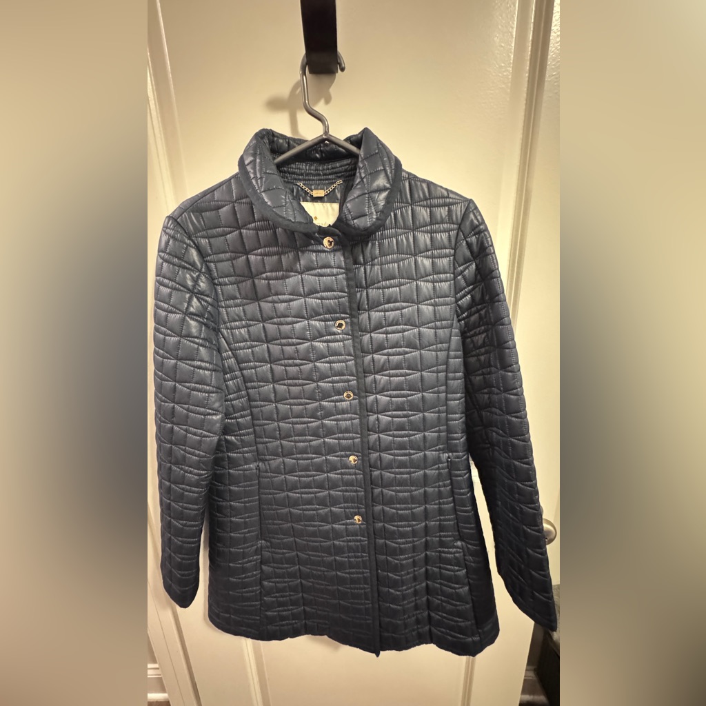 Kate Spade Navy Quilted Polyester Coat. Size Small. Nwot